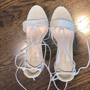 Lulus wrap heel with block heel (in nude color)